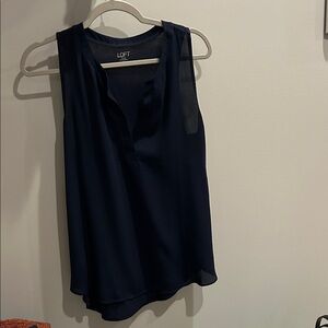 LOFT Dark Blue Sleeveless Blouse
